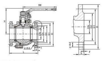 鑄鋼法蘭球閥結構圖